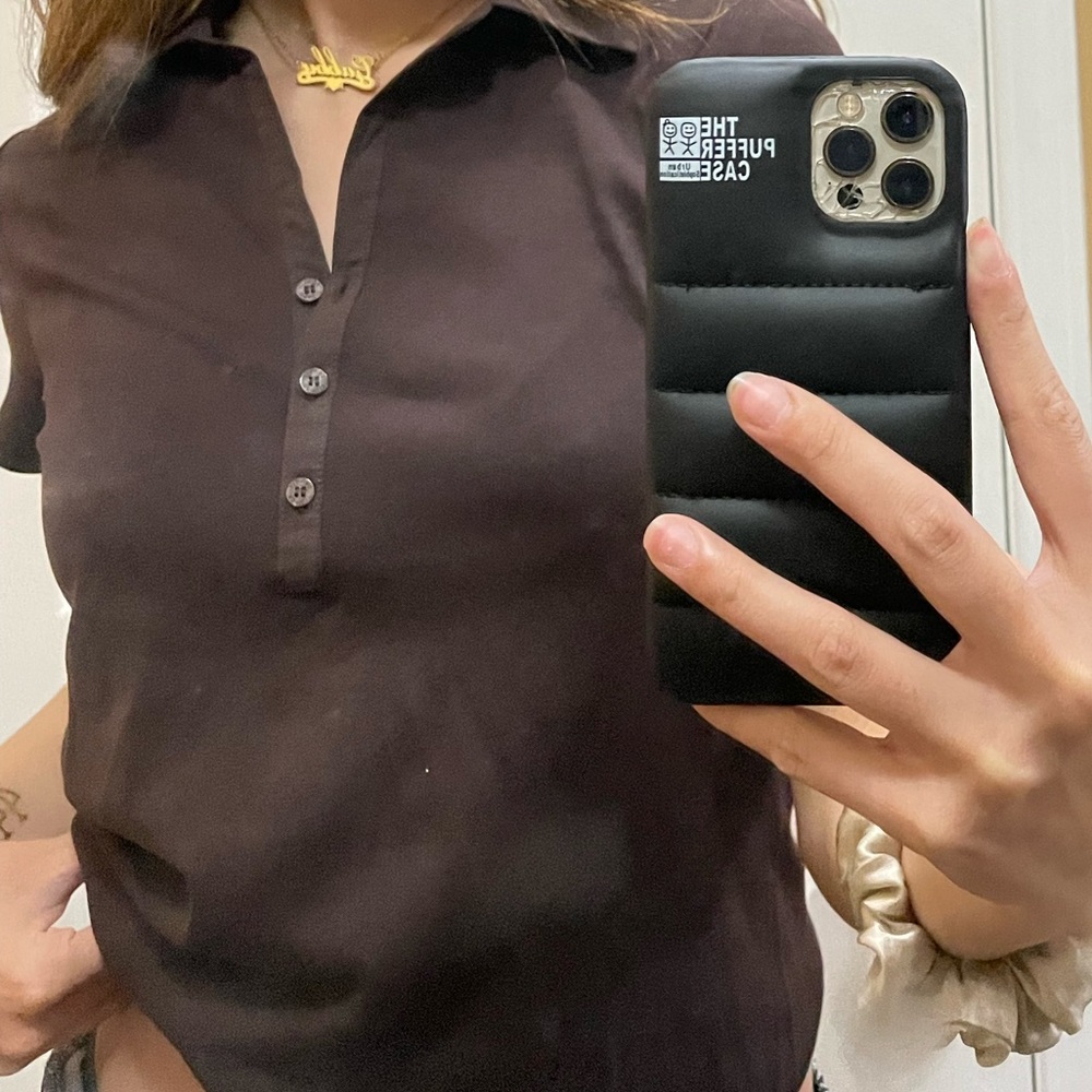 Cute brown collared shirt 🫶🏼
